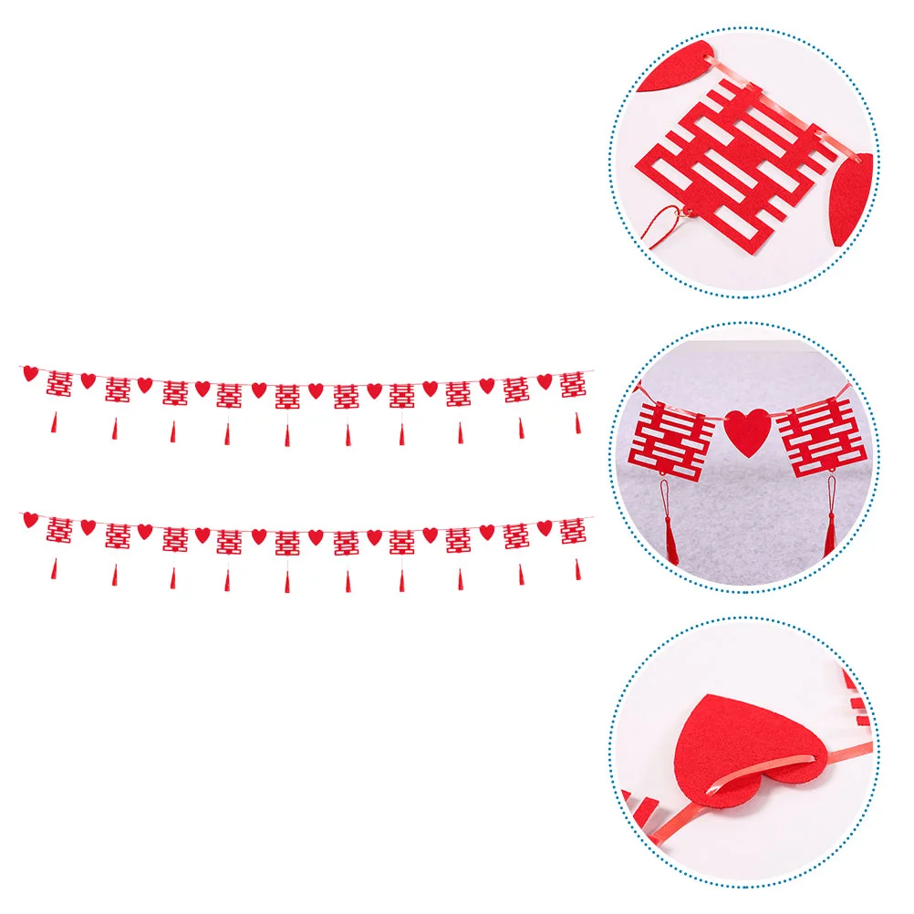 

Wedding Chinese Banner Hanging Decor Red Xi Apartment College Garland Supplies Ornaments Sign Character Tassel Heart Paper Cut