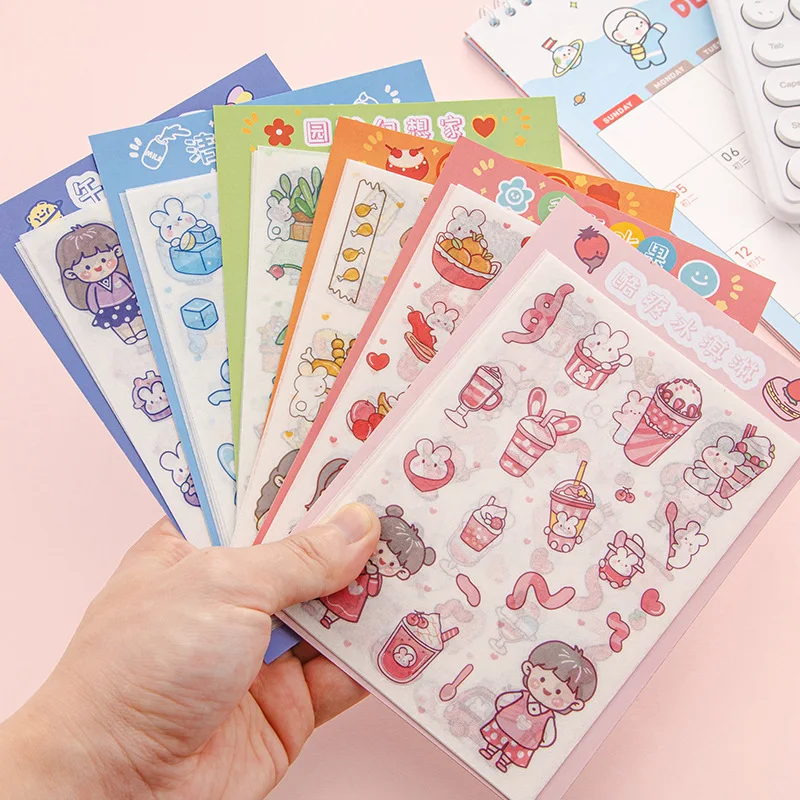 

4 Pieces Cartoon Paper Stickers Kawaii Water Cup Graphics Personality Stickers Student Gift Note Stickers Aesthetic for Children