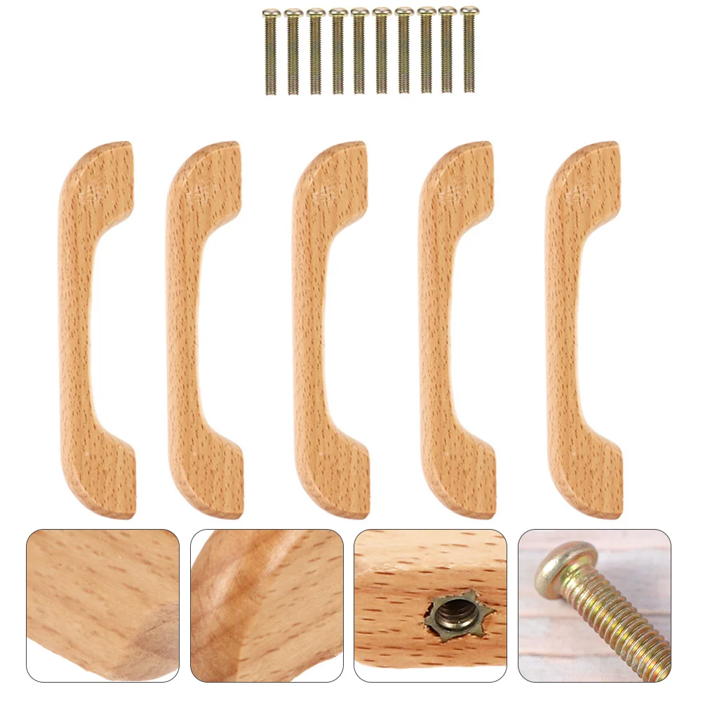 

5pcs Wooden Durable Multifunctional Wardrobe Handles Cabinet Handles Handles