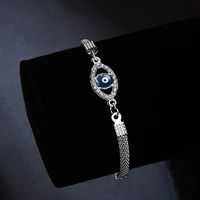 luxury silver color crystal turkish blue evil eye bracelets for women hand heart butterfly cross charm bracelets lucky jewelry