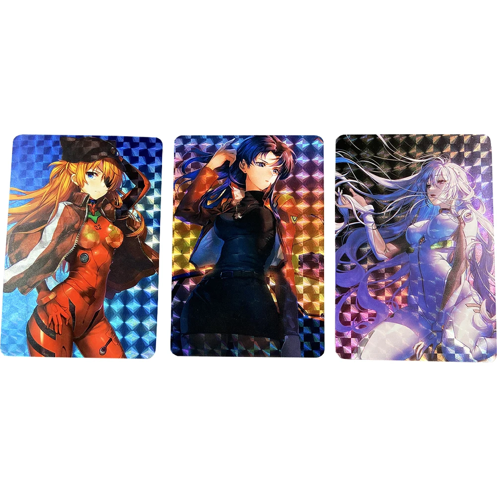 

3pcs/set Neon Genesis Evangelion flash card ACG rare card EVA Asuka Ayanami Rei Toy Game Anime Collection Card Gift Toys