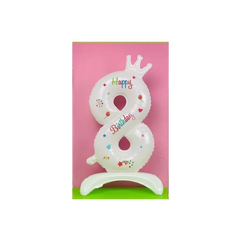 Белый стоячий цифровой воздушный шар с принтом короны из алюминиевой фольги