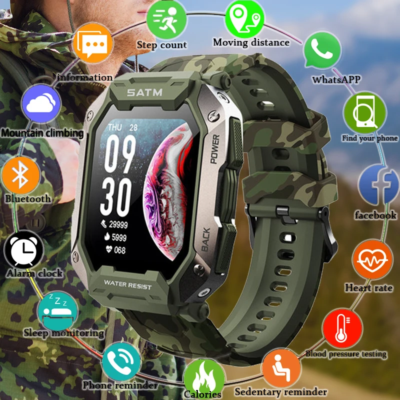 

Новые мужские уличные военные 5ATM водонепроницаемые часы Bluetooth Smartwatch плавание спортивные умные часы для мужчин часы Xiaomi Realme Huawei