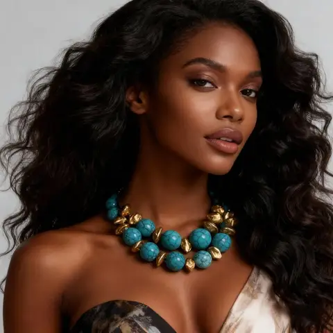 Многослойное бирюзовое ожерелье WEALTHYBOO