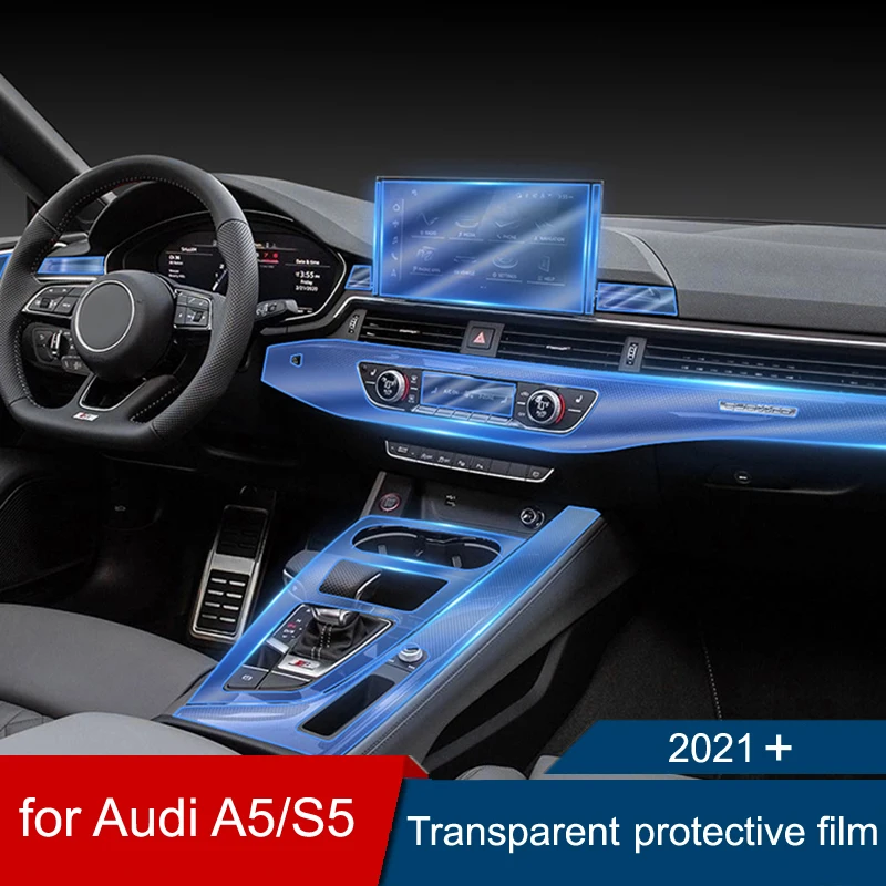 

Прозрачная защитная пленка для автомобиля, пленка для украшения салона автомобиля для Audi A5 S5, пленка для центрального управления навигацие...