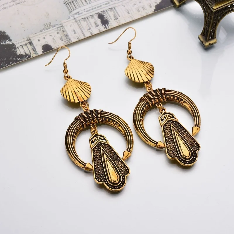 

Retro Color Alloy Shell Shape Fashion Drop Earrings Bijoux for Women Charm Jewelry Statement Wedding Dangle Earrings
