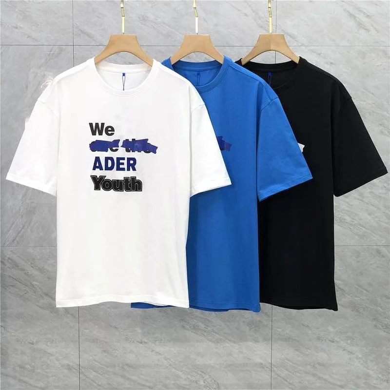 

22SS Washed Graffiti Letter Logo Print ADER ERROR T Shirt Men Women EU Size 100% Cotton ADER Top Tees Fashion Summer Mon Compte