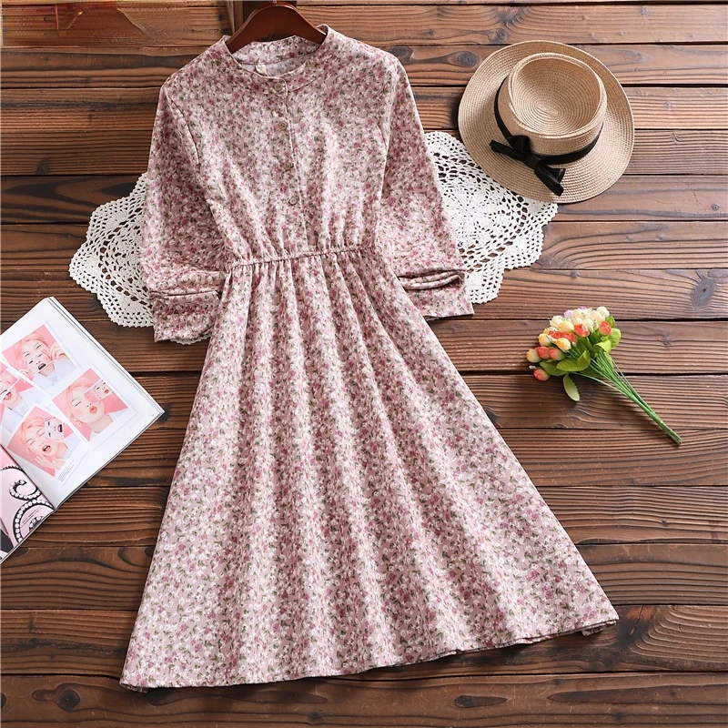 

Mori Girl Spring Autumn Women Corduroy Dress 29 Patterns Casual Elastic-Waisted Vintage Vestidos Long Sleeve Korean Sweet Dress