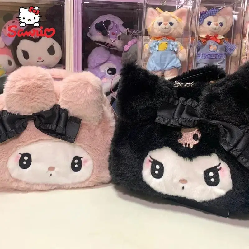 

Sanrio Series Original Kuromi Melody Plush Makeup Bag Storage Bag Anime Kawaii Cartoon Student Storage Tote Bag Kids Girls Gift