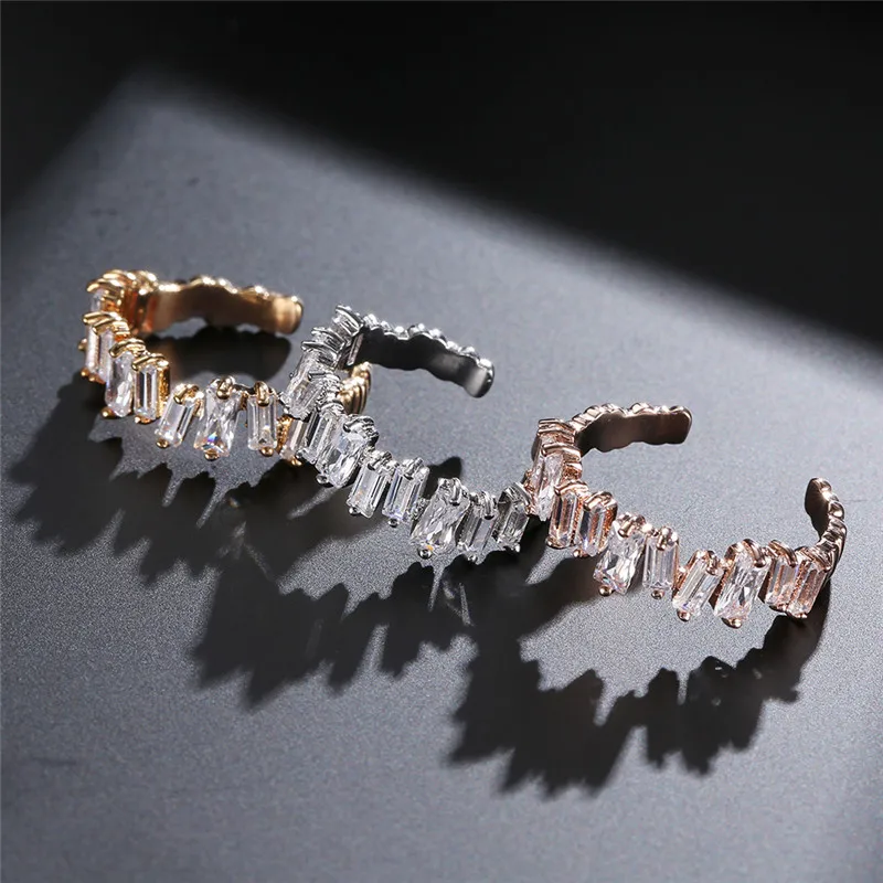 

NEW European Style Adjustable Rings for Women Charms Unique Rectangle Cubic Zircon Rings for Weddings Jewelry