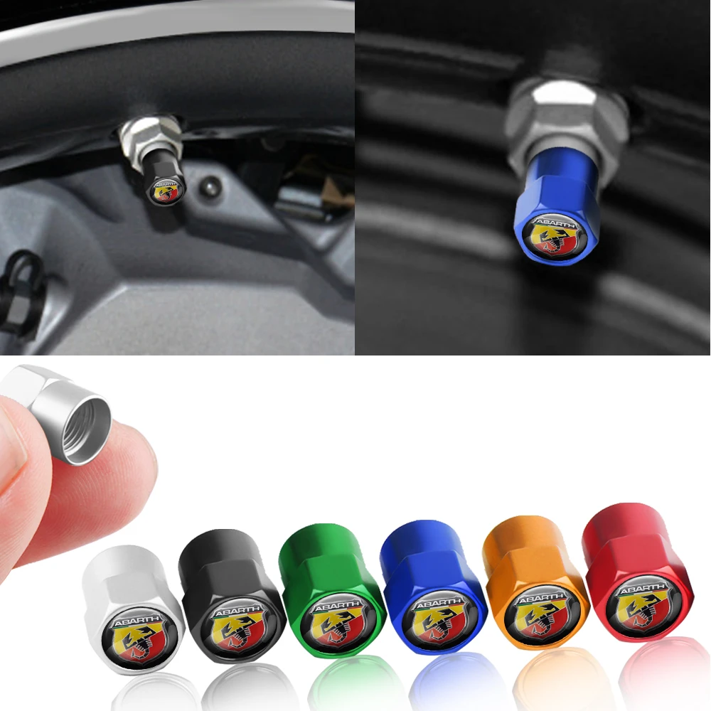 

Aluminum 4PCS Car Styling Wheel Tire Valve Stem Caps Cover For Fiat 500 abarth ducato grande punto tipo Freemont 124 600 Astra