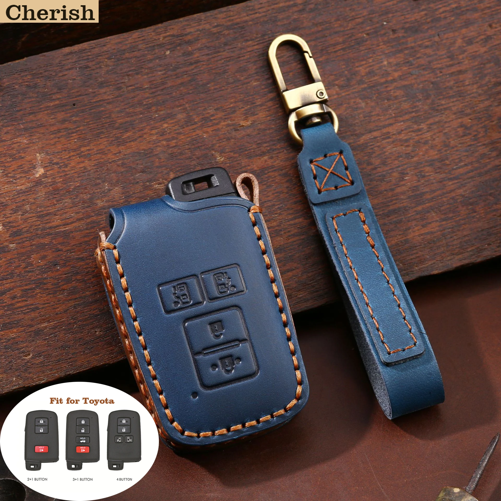 

Cherish Handmade Leather Car Key Case Cover for Toyota Voxy Camry Rav4 Sienta Alphard Noah Esquire Harrier Land Cruiser Voxy 80