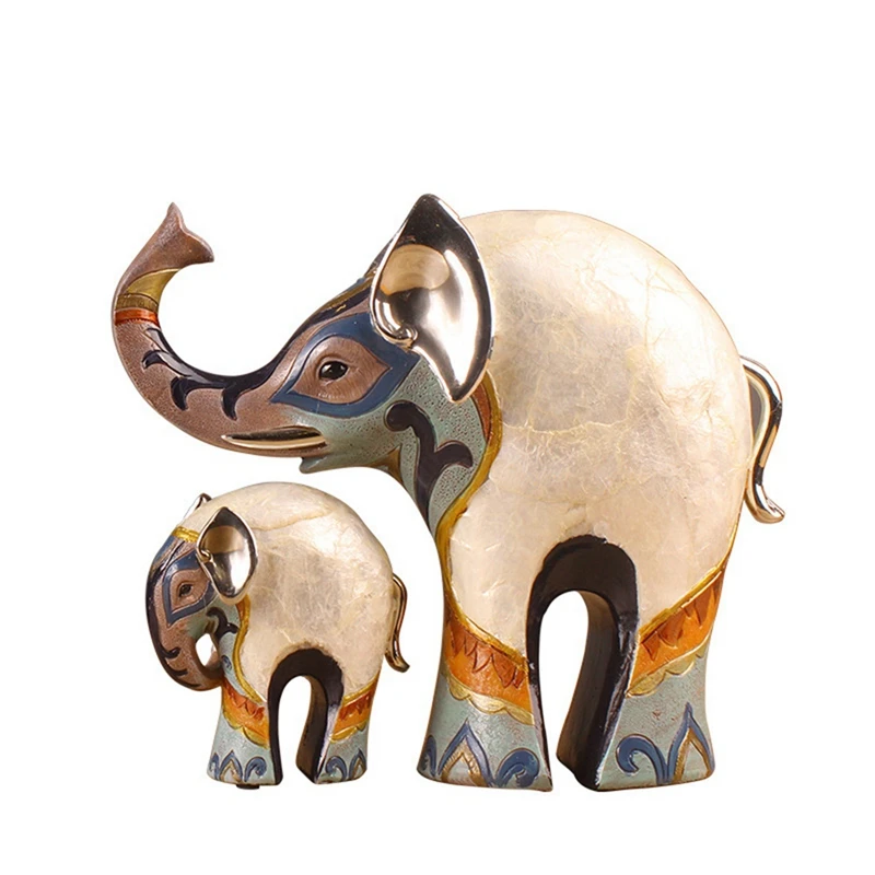 

Creative Auspicious Mother And Child Elephant Resin Ornaments Home TV Cabinet Crafts Decoration Desk Ornaments