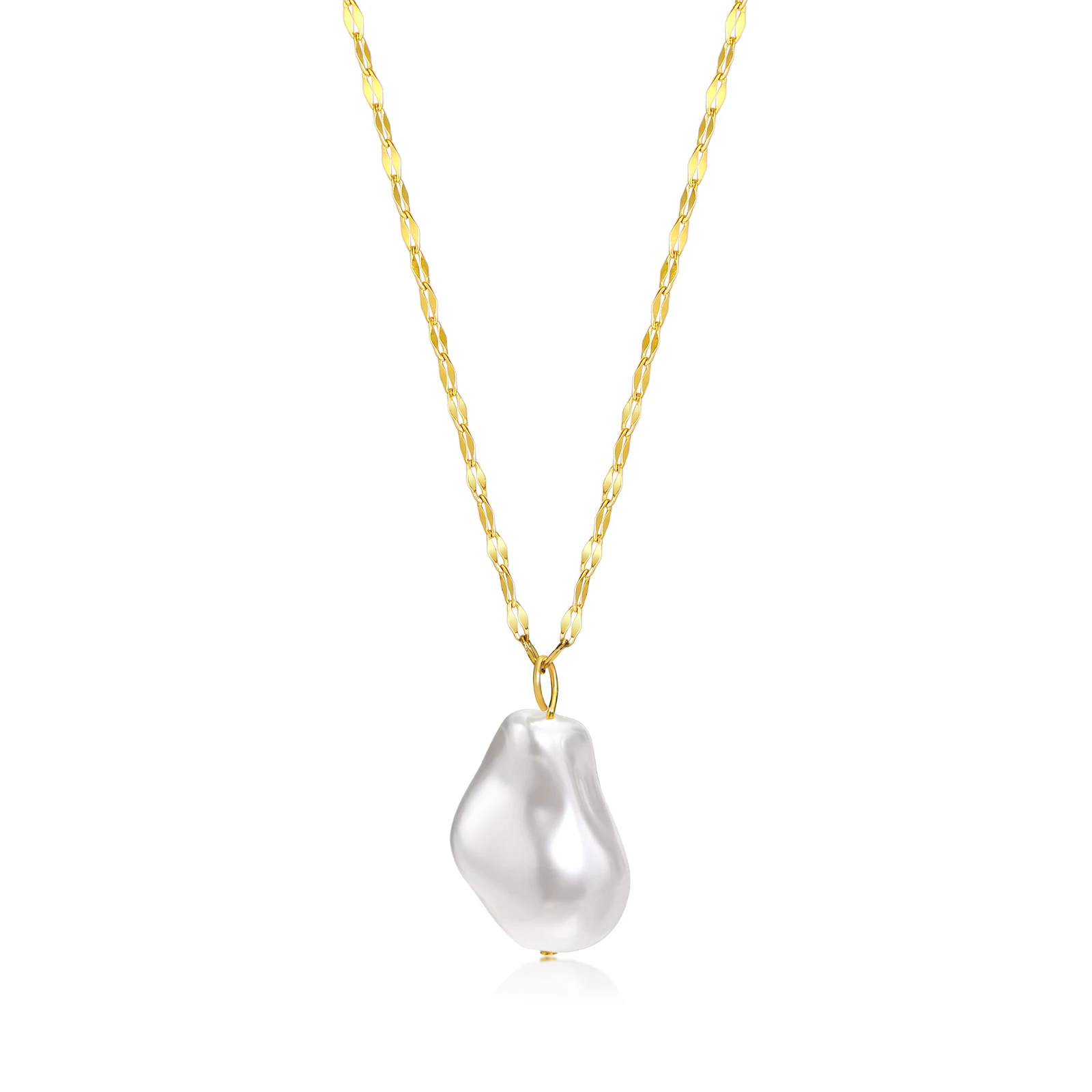 

Baroque Pearl Pendant Necklace for Women , Stainless Steel Chain Adjustable, Fashion Gift for Her