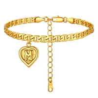chainspro women anklet 26 letter charm ankle bracelet 18k gold plated size 225cm adjustable cp729