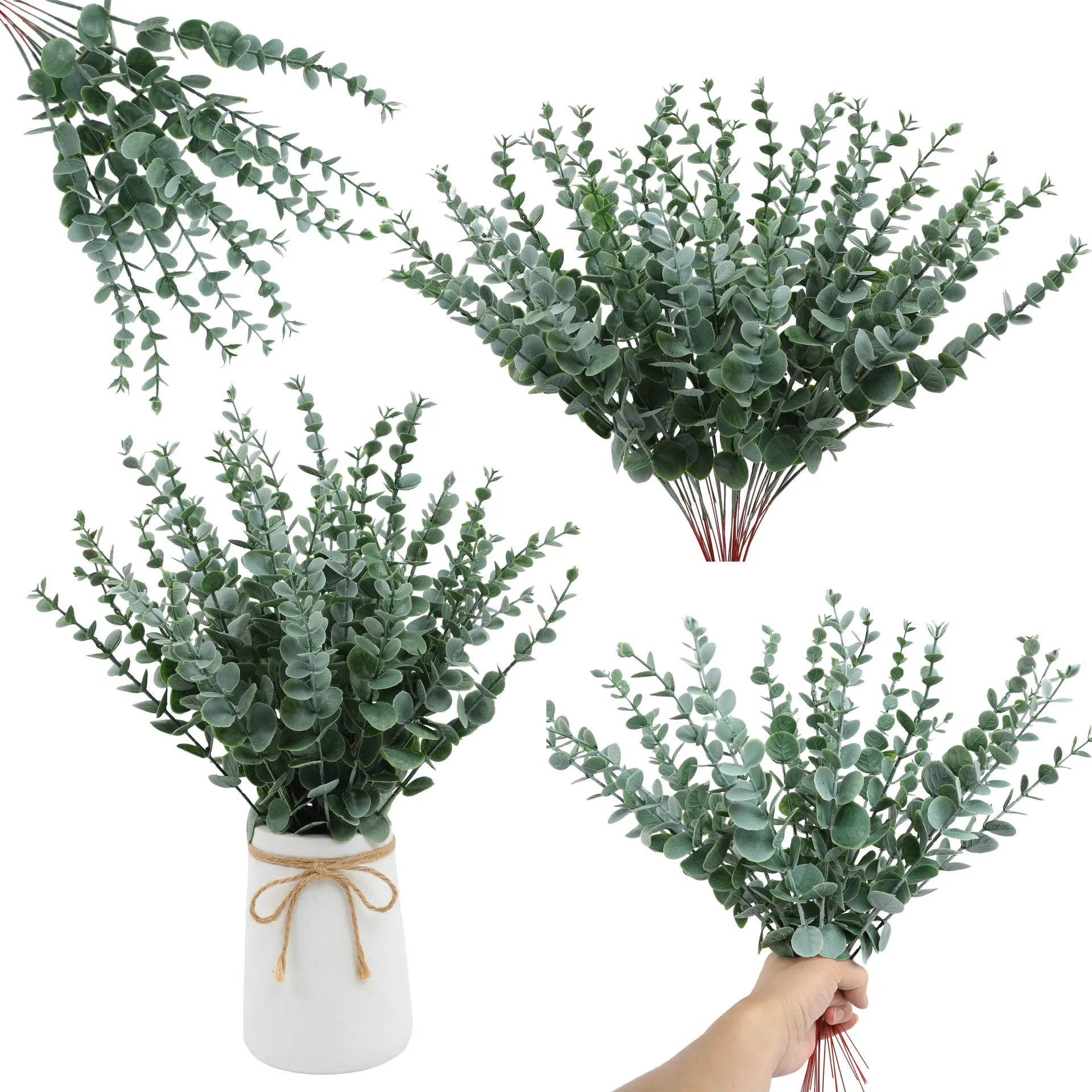 

24Pcs Artificial Green Plants Fake Eucalyptus Leaves Branches for Wedding Party Home Garden Table Decoration Wreath Accessories
