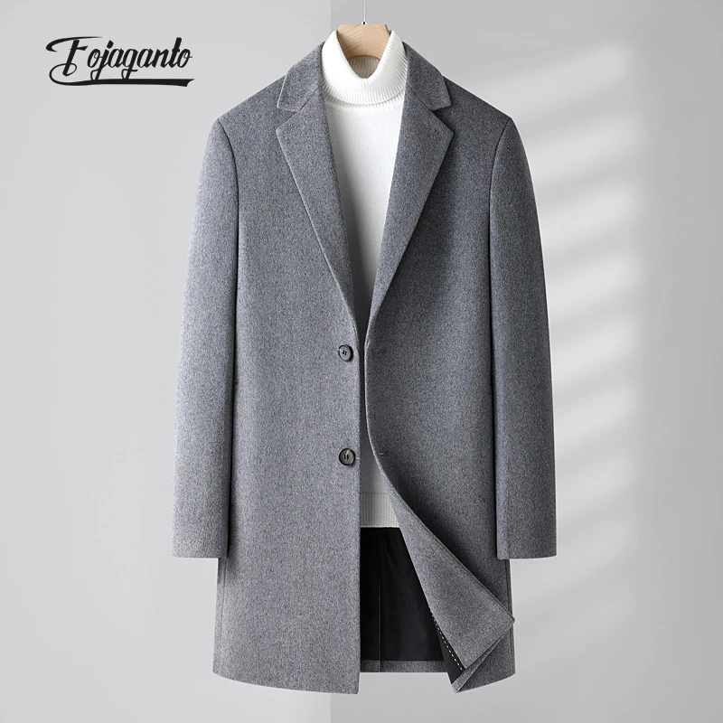 

FOJAGANTO 2022 мужское шерстяное пальто осень-зима новое утолщенное теплое длинное пальто высококачественное дизайнерское шерстяное Смешанное пальто для мужчин
