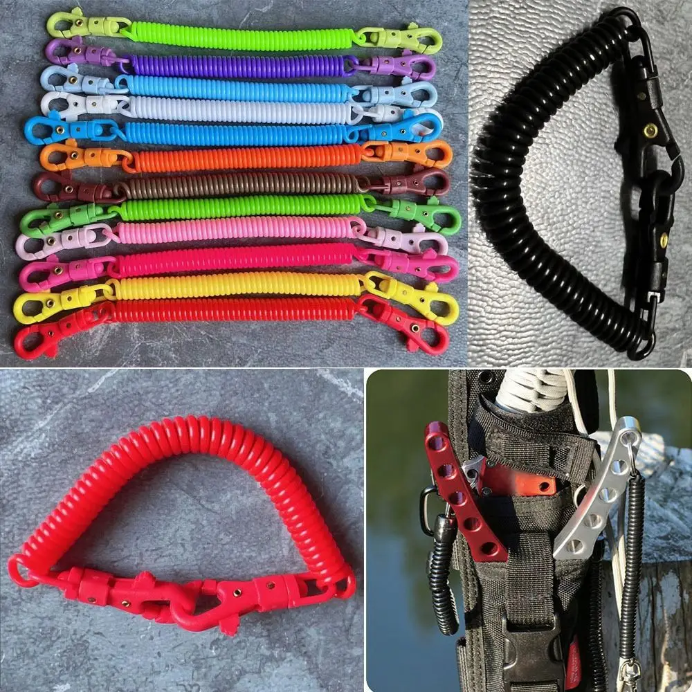 

2pcs Multicolor Tactical Retractable Spring Two-head Plastic Outdoor Hiking Ropes Keyring Chain Strap Security Gear Tool