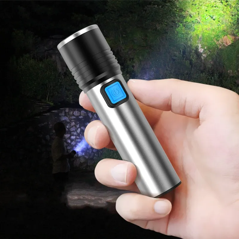 

T6 встроенный USB перезаряжаемый аккумулятор светодиодный фонарик масштабируемый алюминиевый фонарик водонепроницаемый 3 режима освещения ...