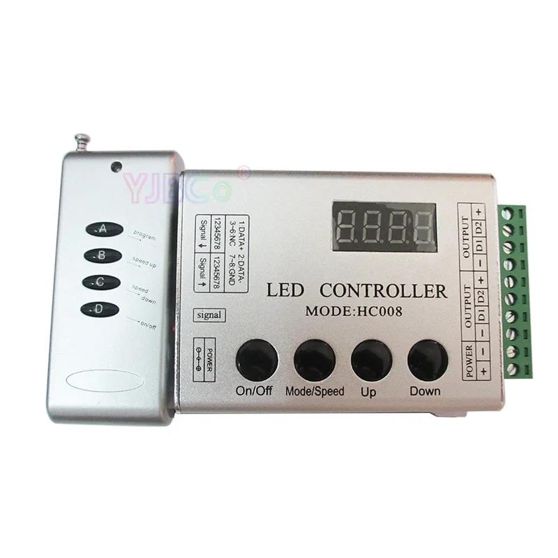 HC008 WS2812 WS2811 2801 pixel IC LED Strip Light 4Keys programmable RGB LED Controller DC 5V 12V 24V 133 effect modes dimmer