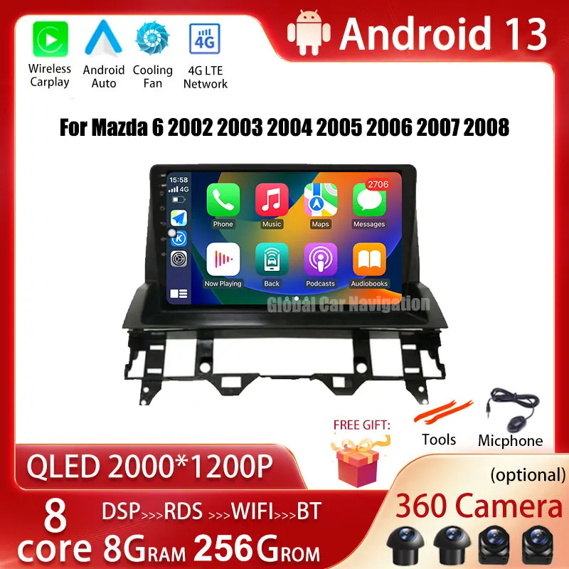 

Android 13 For Mazda 6 2002 2003 2004 2005 2006 2007 2008 Car Raido Multimedia Video Player GPS Navigation IPS Screen Autoradio