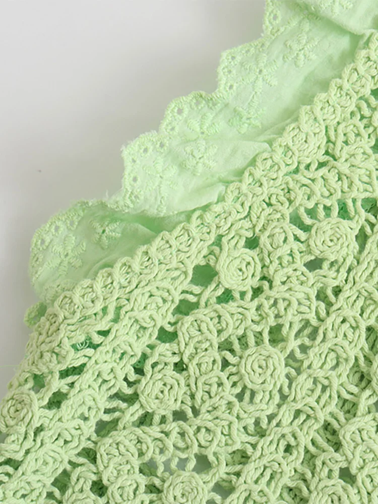 Летняя одежда для женщин майка 2022 отпуск бохо винтажный ажурный вязаный топ