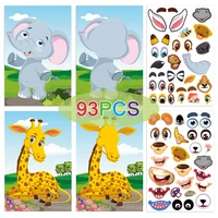 93pcsset children diy puzzle sticker games animals face funny assemble jigsaw stickers kids educational toys boys girls gifts