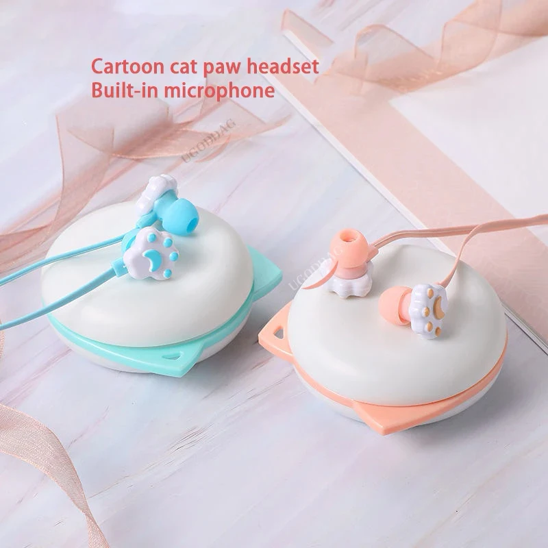 

In-ear Headphones Ear Phones Gamer Cartoon Cat Paw Headset Wired Earbuds Handfree Earbuds with Mic for Xiaomi Huawei Smart Phone