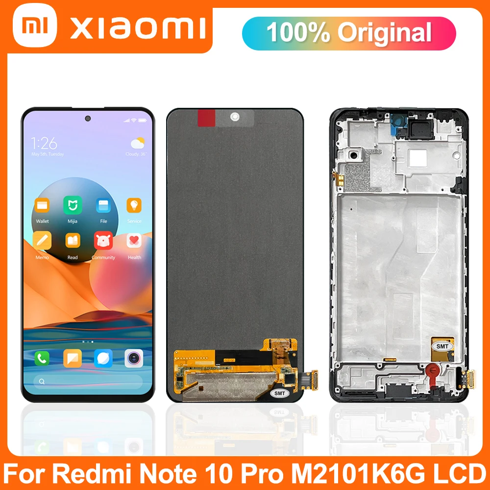 

ЖК-дисплей 6,67 дюймов для Xiaomi Redmi Note 10 Pro, сенсорный экран для Note10Pro, M2101K6G, дисплей с дигитайзером в сборе, замена
