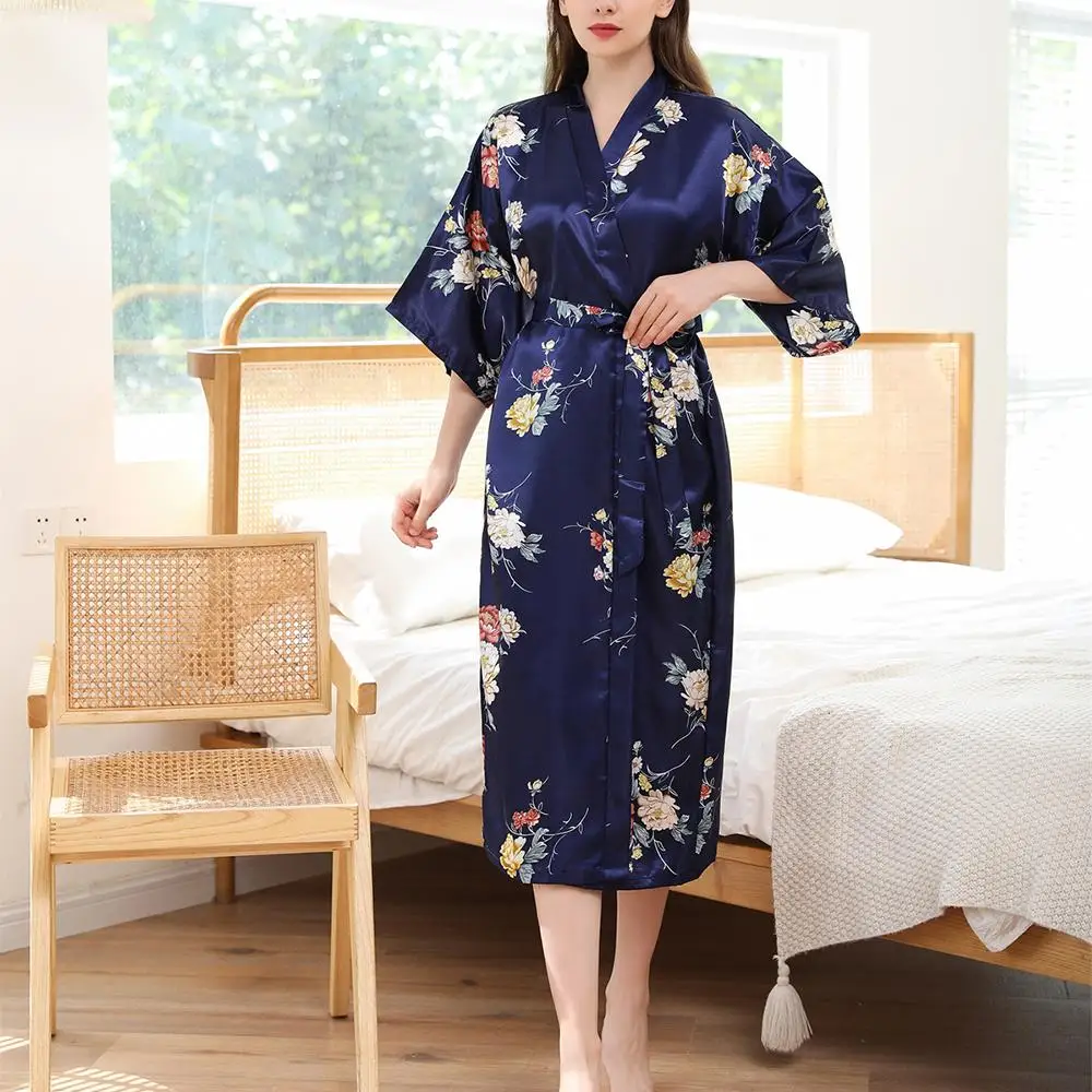 

Silk Kimono Robe Bathrobe Women Satin Robe Silk Robes Night Sexy Robes Night Grow For Bridesmaid Summer Pajamas Sleepwear A50