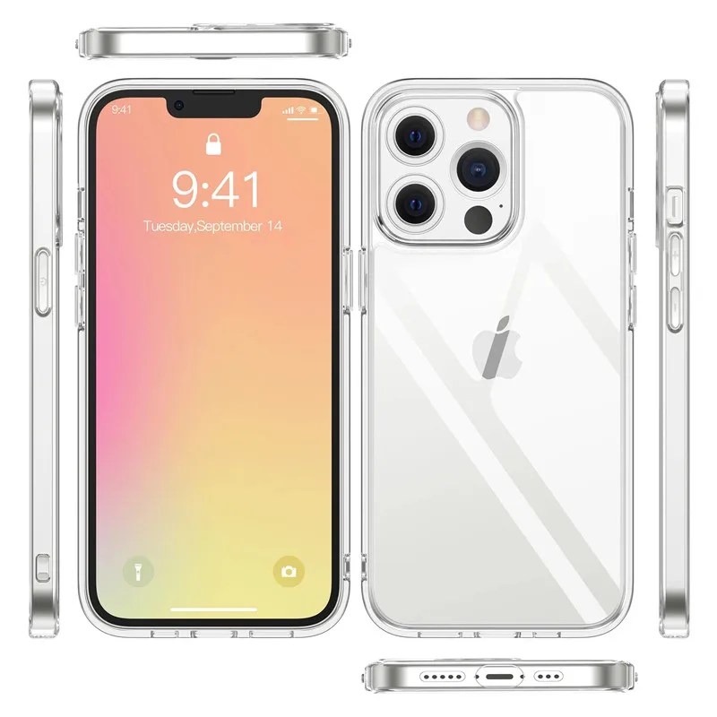 

Imported Crystal Texture Soft Border TPU Phone Shell for IPhone 14 13 ProMax Ultra-thin Back Cover Case for IPhone 14 Pro XS Max