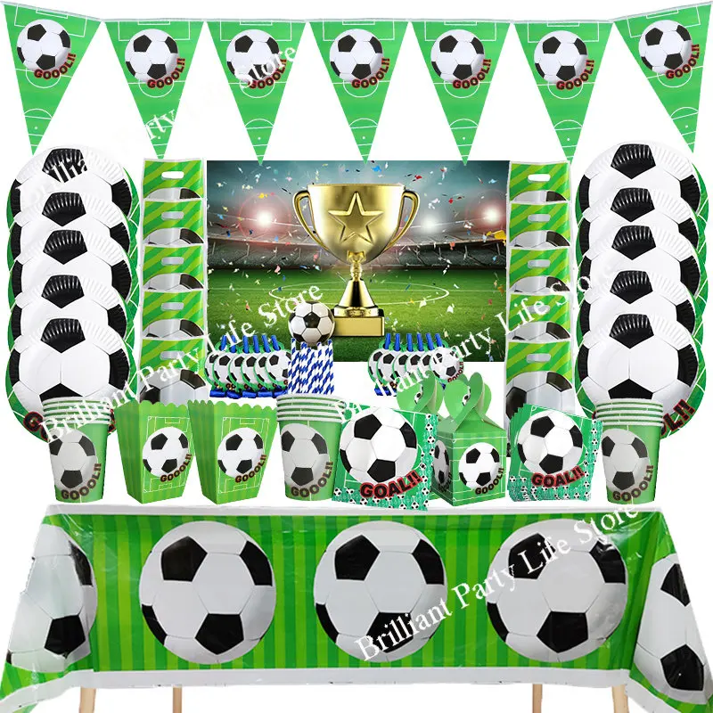

Зеленая футбольная Тема на 10 человек, Детская Футбольная Вечеринка, аксессуары для футбола, бумажная салфетка, соломенная шляпа