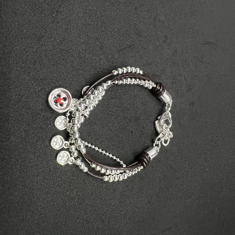 

Высококачественные ювелирные изделия, модный простой индивидуальный браслет, Многоэлементный серебряный браслет с пуговицами, улучшает т...