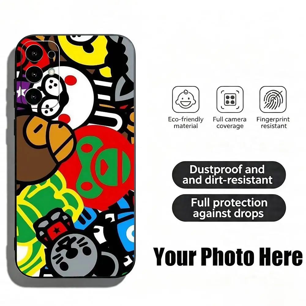 Фото Чехол для телефона Streetwear Monkey Bape, черный, силиконовый, мягкий, для Samsung S25, S24, S21, S22, S23, S30, Ultra, S20, Plus, Fe, Lite №3