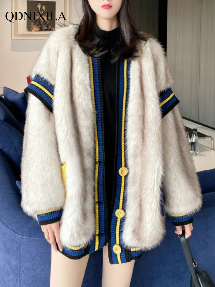 Women's Jackets 2022 Autumn and Winter New Korean Version Cardigan Imitation Fur Coat Warm Fur Coat Luxury Woman Fur Coats