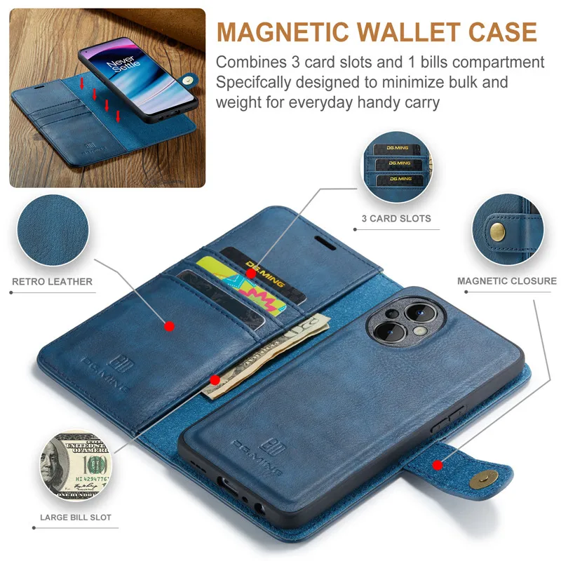 Flip Case for Oneplus Nord N20 2022 2in1 Detachable Leather Wallet Magnetic Cover One Plus Nord N20 Case Nord N20 N 20 Funda