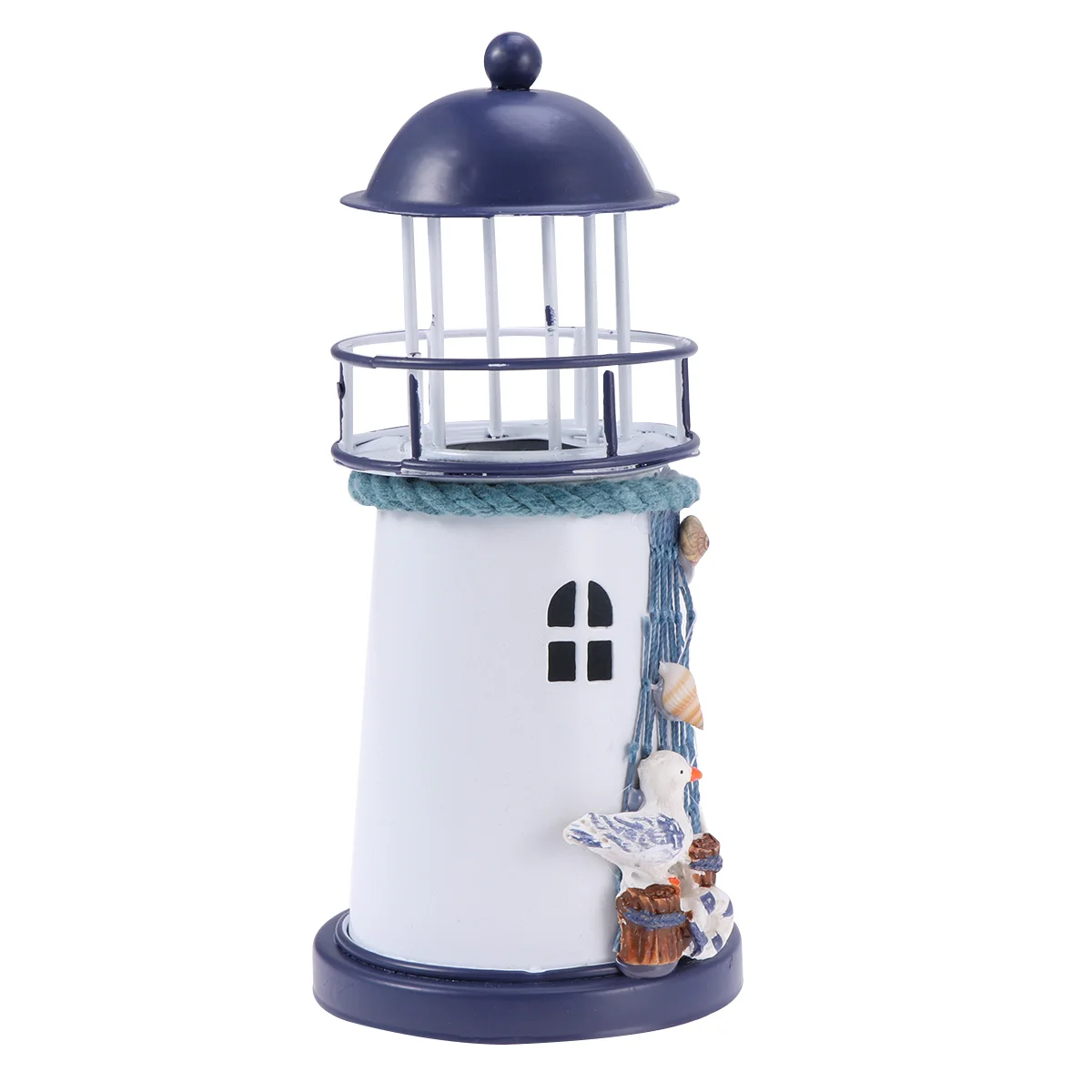 

Lighthouse Decor Led Light Mediterranean Lamp Nautical Solar Beach Tower Garden Beacon Rotating Figurine Sea Ornament Coastal