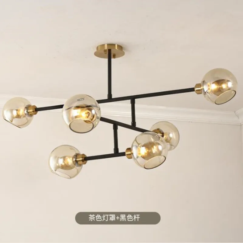 

Постмодернизированная спальня E27 светодиодный молекулярная люстра Nordic декоративное освещение стеклянный шар для гостиной Подвесная лампа...