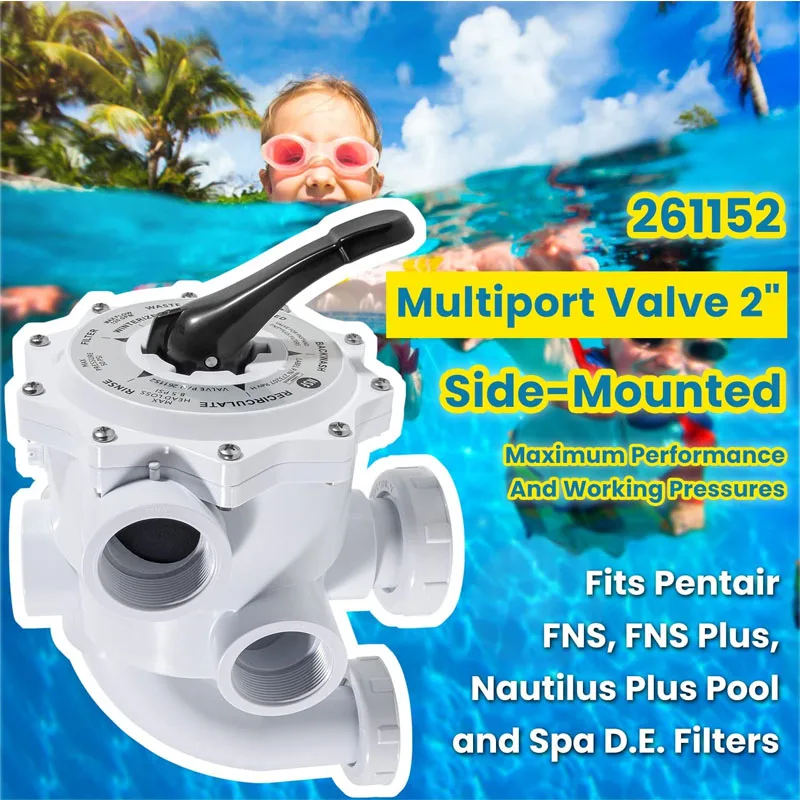 Pentair 261152 2-Inch Threaded Multiport Valve Kit for FNS, FNS Plus, Nautilus Plus Swimming Pool & Spa Side Mound D.E. Filters