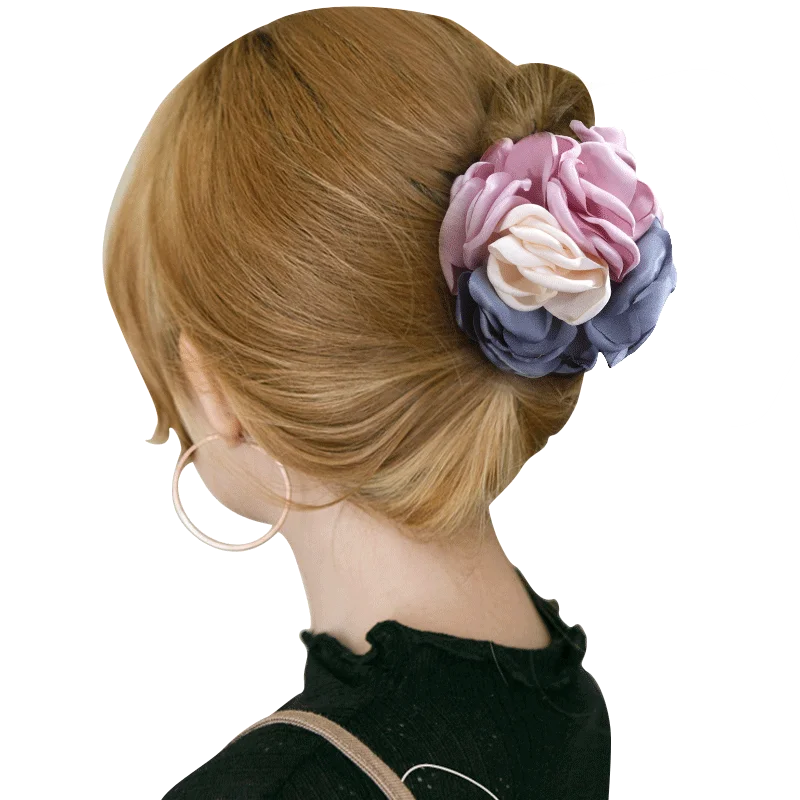 Big Camellia Flower Hair Claws Clips Women Girls Muliticolor Rose Large Clamps Ponytail Holder Barrettes Accessories |
