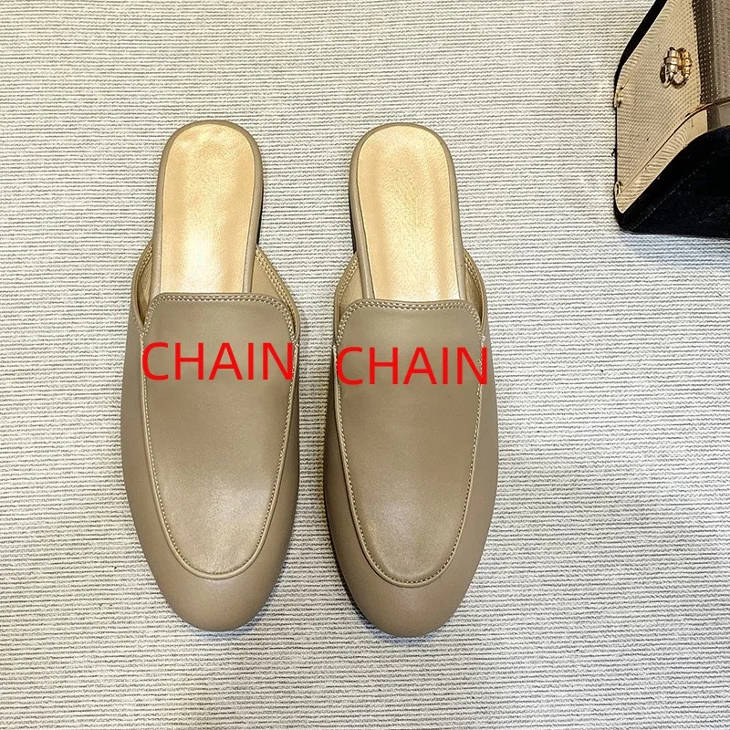 2023 New Fashion Baotou Muller Shoes Casual Single Shoe Flat Heel Women's Slippers