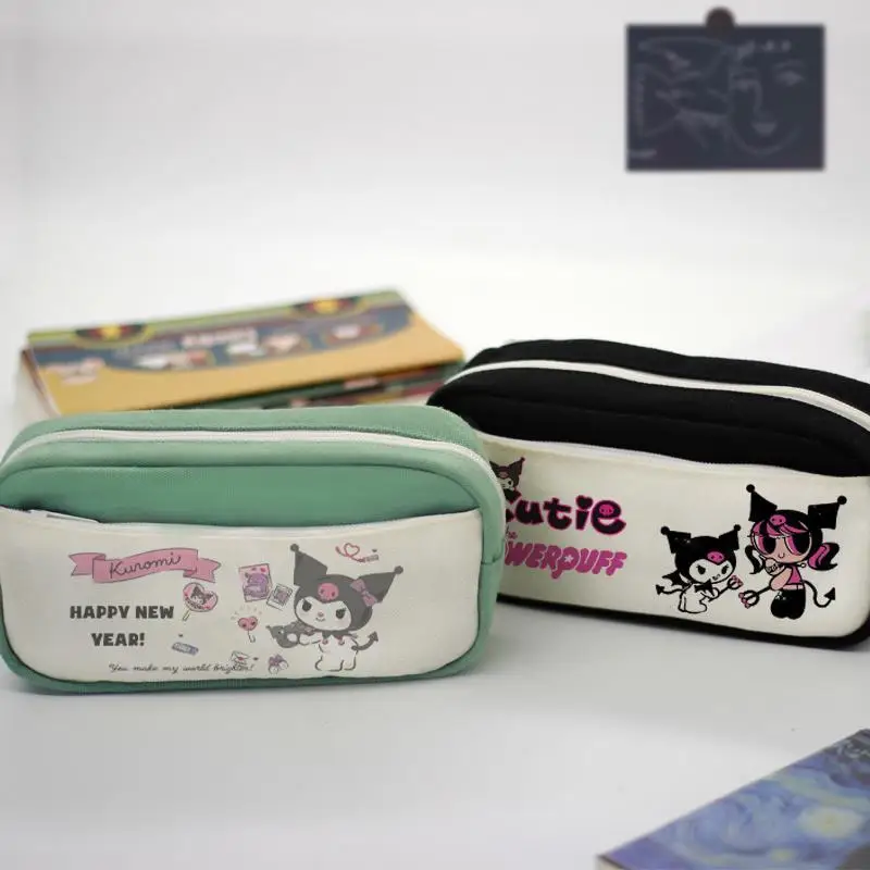 

Kawaii Sanrios Stationery Box kuromi Cartoon Anime Simple Large-capacity Canvas Student Pencil Case Pencil Box Gift for Children