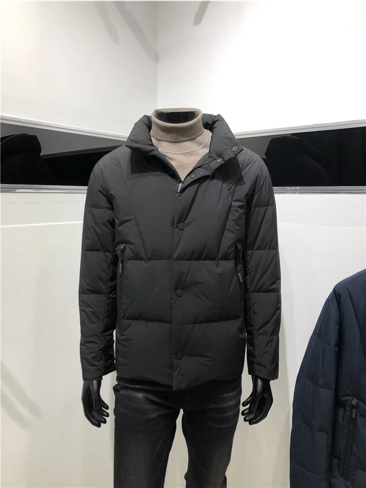 24 новая зимняя мужская куртка-пуховик с коротким воротником-стойкой модная