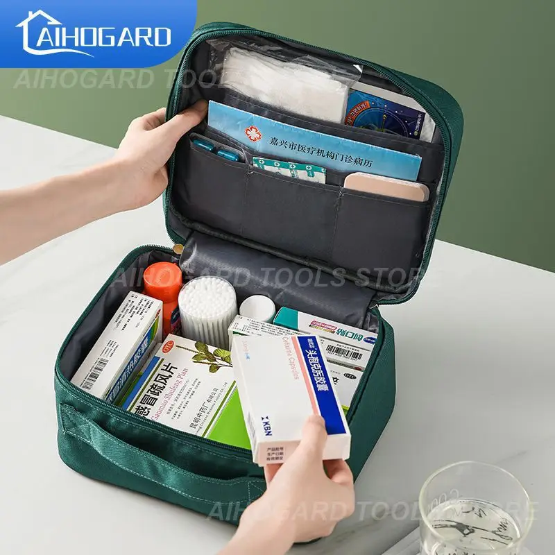 

Medication Storage Kit Waterproof Large Capacity Layered Family First Aid Kit Medicine Cabinet Portable Storage Bag Organizer