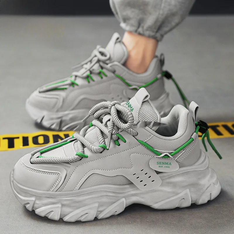 Senma Men's Shoes Thick Bottom Dad Autumn and Winter Fleece-lined Warm Cotton-padded Trendy Brand High-Grade Vers...