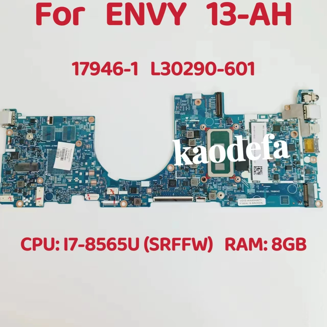 Материнская плата для ноутбука ENVY 13-AH 17946-1, Процессор: i7-8565U SRFFW RAM: 4 Гб DDR4 L30290-601 100%, тест ОК Материнская плата для ноутбука ENVY 13-AH 17946-1, Процессор: i7-8565U SRFFW RAM: 4 Гб DDR4 L30290-601 100%, тест ОК