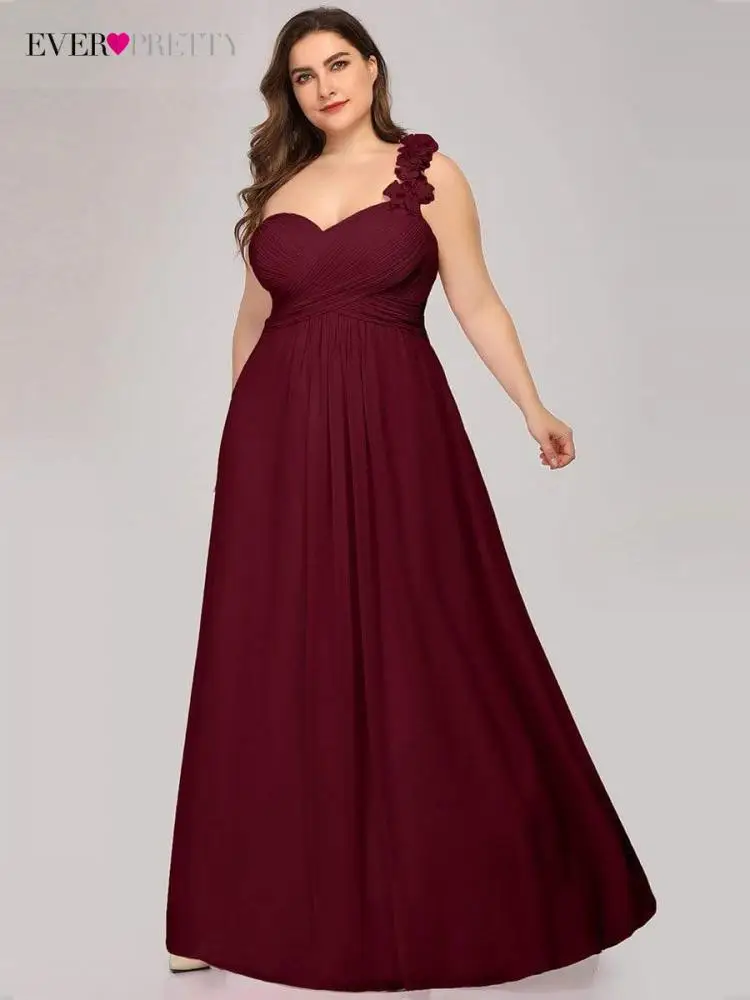 

Plus Size Elegant Evening Dresse Long A LINE Sleeveles Slash Neck Floor-Length Gown 2022 Ever Pretty of Chiffon Prom Women Dress