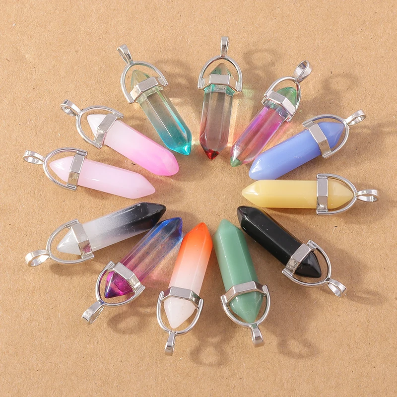 

5pcs Cute Gradient Hexagonal Prism Charms Pendants Making DIY Drop Earrings Necklaces Handmade Bracelets Jewelry Accessory