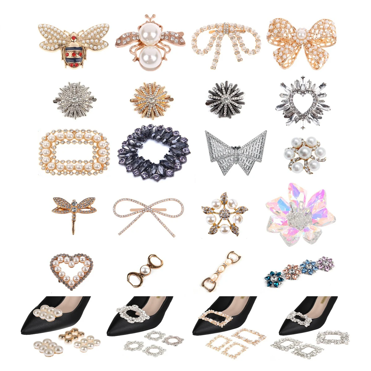 

1 шт. зажим для обуви свадебные туфли на высоком каблуке женские жемчужные стразы блестящие декоративные зажимы металлические аксессуары