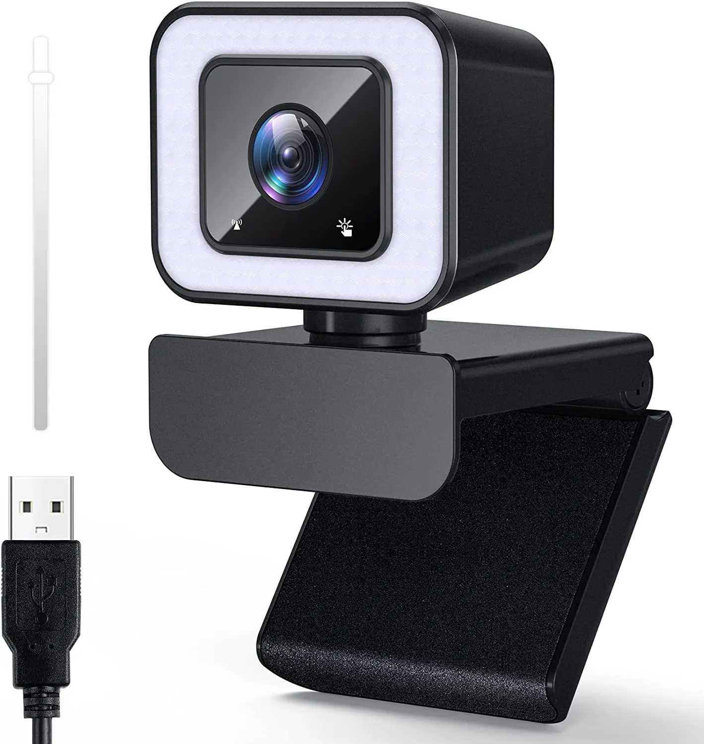 

HD 1080p Webcam with Ring Light,Web Camera with Microphone Desktop or Laptop,Plug & Play USB Computer Camera Streaming,Video C